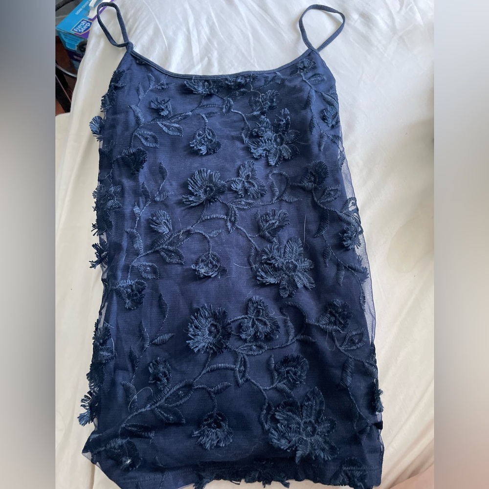 Elegant Navy Floral Lace tank top